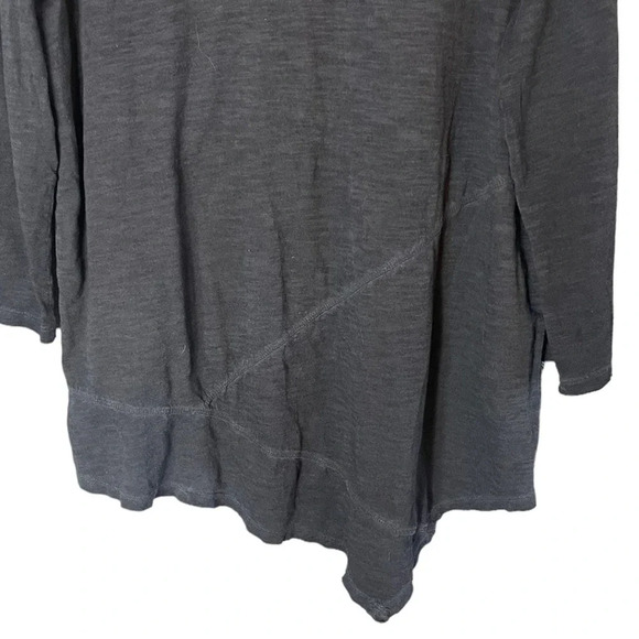 LOGO by Lori Goldstein Size Medium Distressed Cotton Slub 3/4 Sleeve Top Black - Picture 6 of 8